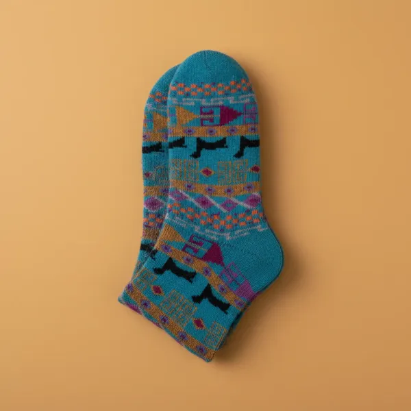 Alpacanica Andes-pattern alpaca-wool crew socks
