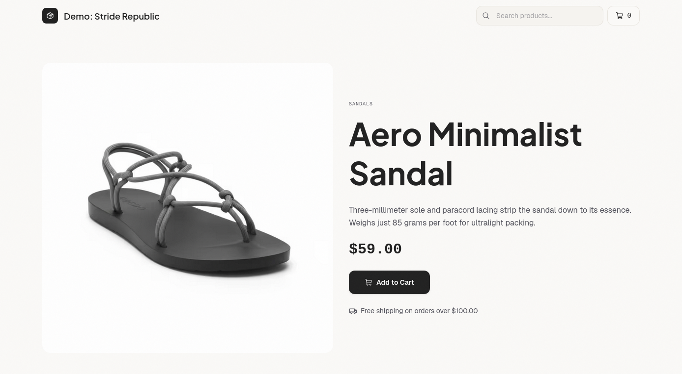 Live storefront product page at shoes.validsubscribers.com